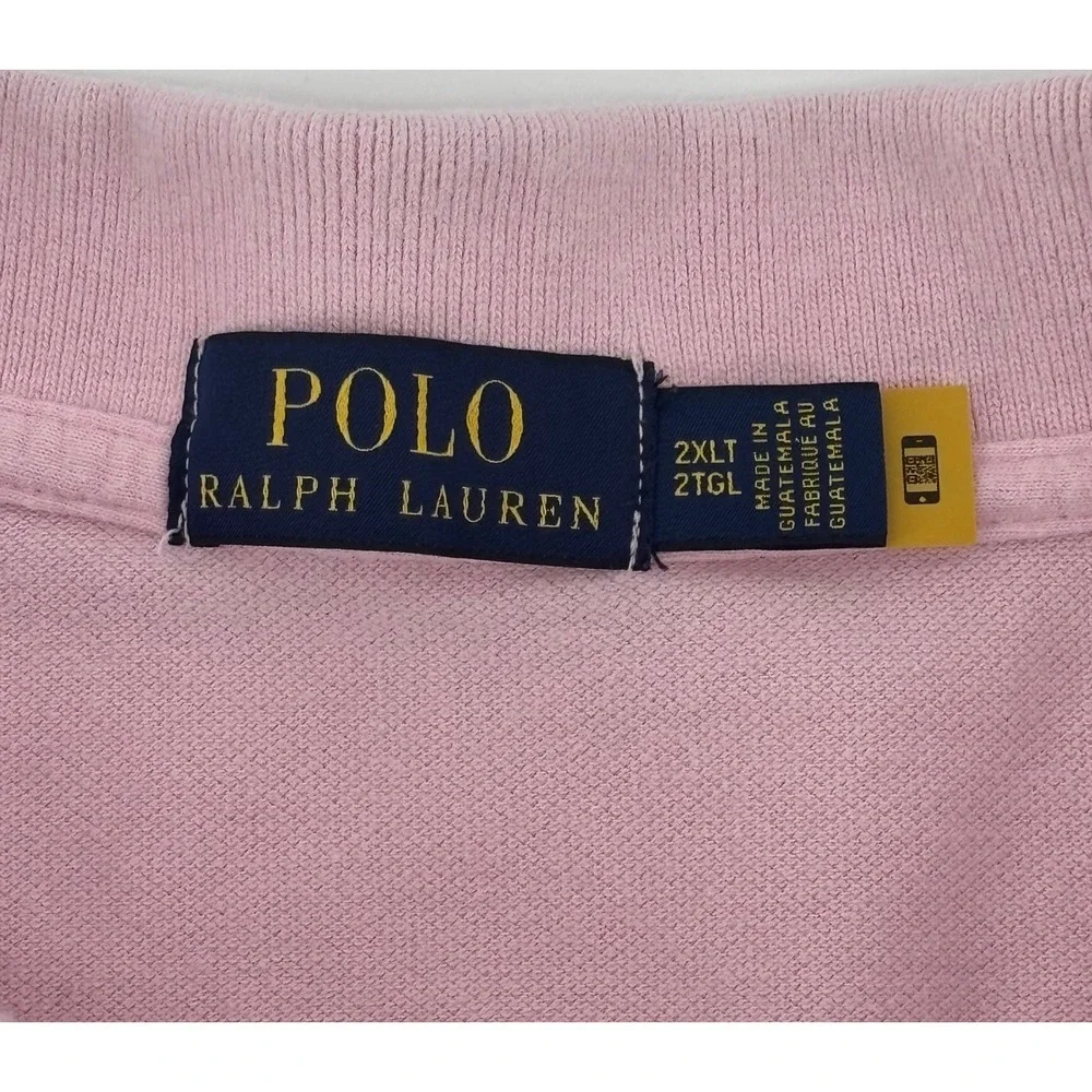 Polo Ralph Lauren Polo Shirt Men's 2XLT Pink Short Sleeve Pique Cotton Pony Logo